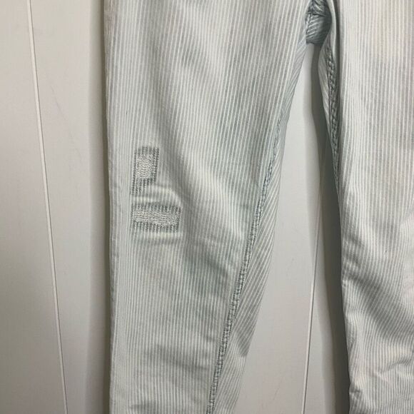 H & M LOGG Womens Size 6 Denim Jeans Blue White Stripe Distressed 100% Cotton - Picture 5 of 15